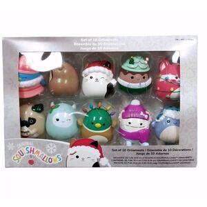 Squishmallows Christmas Glitter Ornament Set of 10 Cam Avery Zozo Fifi Hans‎ NIB